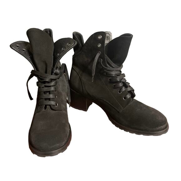 275 Central BLK Suede Leather Combat Lace Up Boots - Picture 2 of 8
